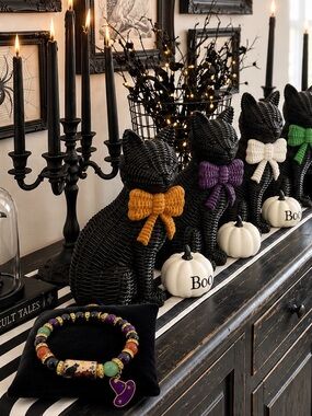 ⭐️Available Sunday Black Cat 🐈⬛ Halloween Gemstone Bracelet